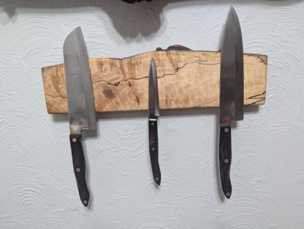 G021 - Live Edge Silver Maple Magnetic Knife Holder